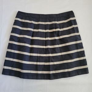 LOFT A-Line Skirt Black With Tan Horizontal Lines  Size 16T